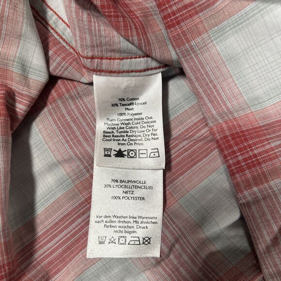 Eddie Bauer Travex Classic Fit Men’s L Red Gray Plaid Long Sleeve Button Down - Picture 5 of 6